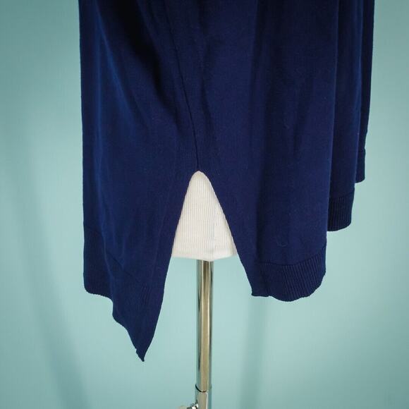 Gretchen Scott Size Medium M Navy Blue Crew Scoop Neck Vented Pullover Sweater - Picture 2 of 6